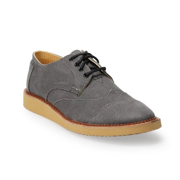 Toms Oxford Shoes Men’s Size 10.5 US Grey Aviator Brogue Wingtip Lace-up Textile - Picture 3 of 11
